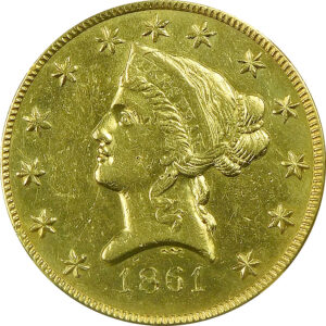 1861 $10 Clark Gruber - Colorado Gold - NGC AU 55