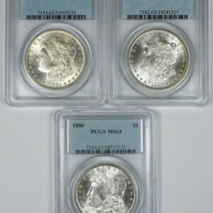 1884-O, 1885-O & 1886 Morgan Silver Dollar Set - PCGS MS 63