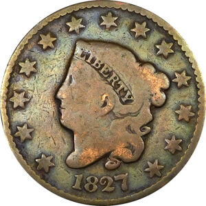 1827 Coronet Head Large Cent - VG