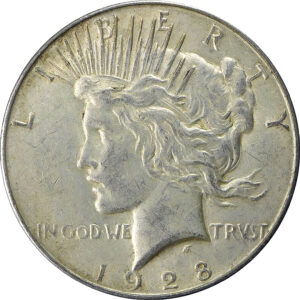 1928-S Peace Silver Dollar - AU 50