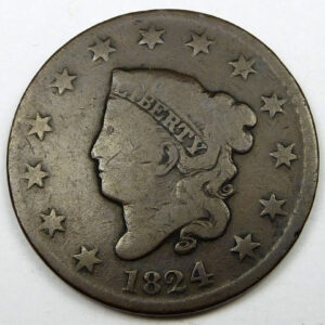 1824 Coronet Head Large Cent - VG