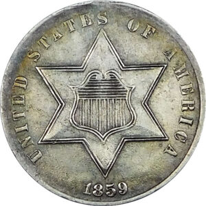 1859 Three Cent Silver - AU