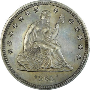 1865-S Seated Liberty Quarter - Uncirculated - Cleaned
