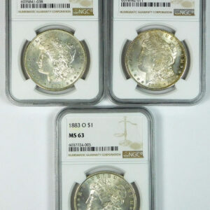 1881-S, 1882-S & 1883-O Morgan Silver Dollar Set - NGC MS 63