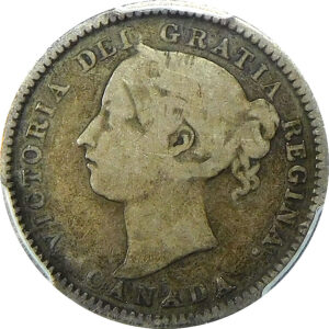 1887 Canada Sterling Silver 10 Cents - PCGS F 15