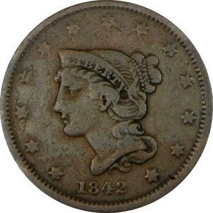 1842 Small Date Braided Hair Large Cent - VF 30