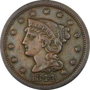 1844 Braided Hair Large Cent - XF