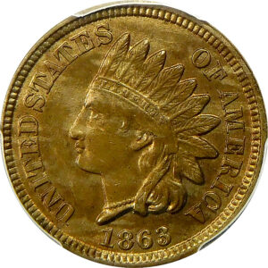 1863 Indian Head Cent - PCGS AU 58
