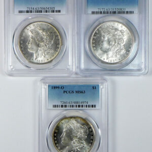 1884-O, 1887 & 1899-O Morgan Silver Dollar Set - PCGS MS 63