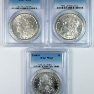 1888, 1900 & 1904-O Morgan Silver Dollar Set - PCGS MS 63