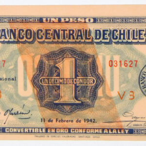 1942 Chile 1 Peso/ 1/10 Condor - Pick 89