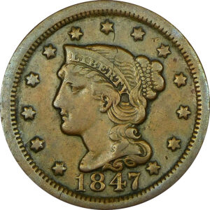 1847 Braided Hair Large Cent - VF #2