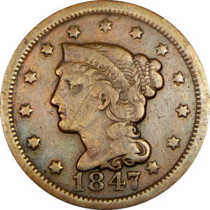 1847 Braided Hair Large Cent - VF #1