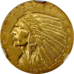 1911-D Strong D $2.5 Gold Indian Head Quarter Eagle - NGC AU 58